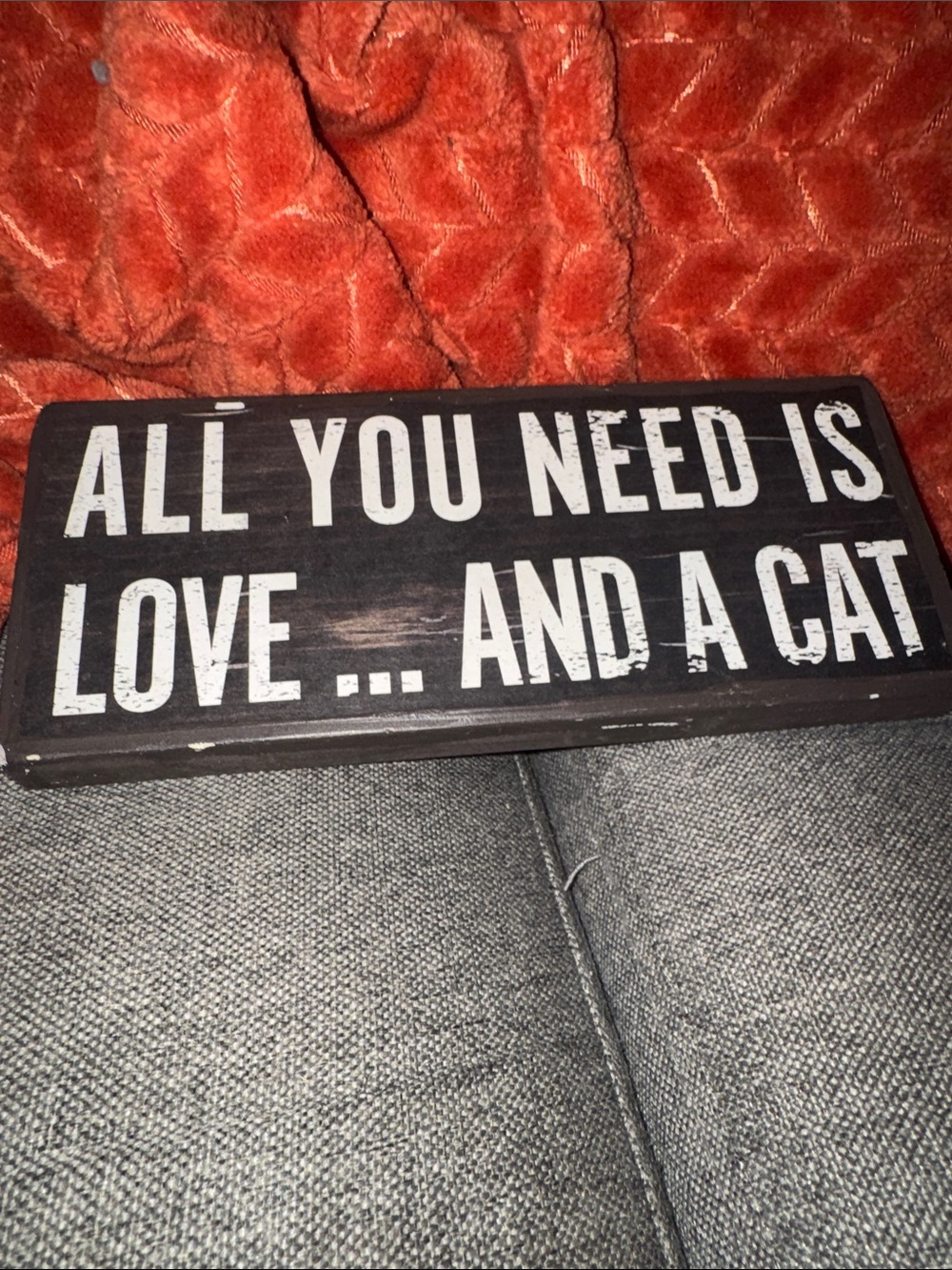 Rustic "All You Need Is Love... And A Cat" Wooden Box Sign | Distressed Decor